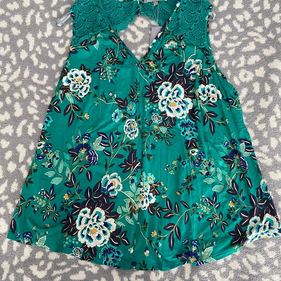 NWT DANIEL RAINN TURQUOISE FLORAL TANK SIZE 2X - Picture 2 of 9